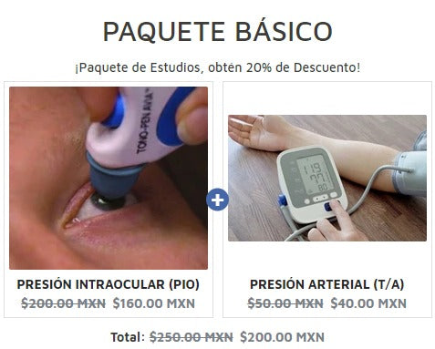 PAQUETE BÁSICO - CONTROL GLAUCOMA